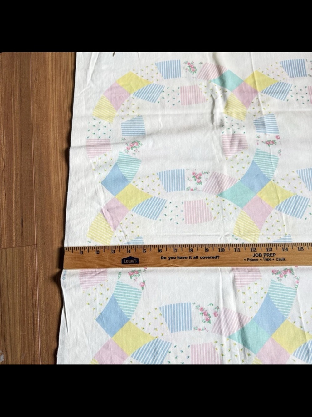 VTG Spring Industries Wedding Ring Cheaters Quilt Cotton Fabric Pastels 2 yards - Picture 3 of 11